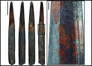 Hroty nalezené v jeskyni Sibudu | Zdroj: https://www.cambridge.org/core/journals/antiquity/article/antiquity-of-bowandarrow-technology-evidence-from-middle-stone-age-layers-at-sibudu-cave/144C2A7FAB990C2AA559D810C3297CFA
